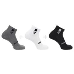 SALOMON EVERYDAY ANKLE 3-PACK BLACK/WHITE/MED GREY MELANGE 23